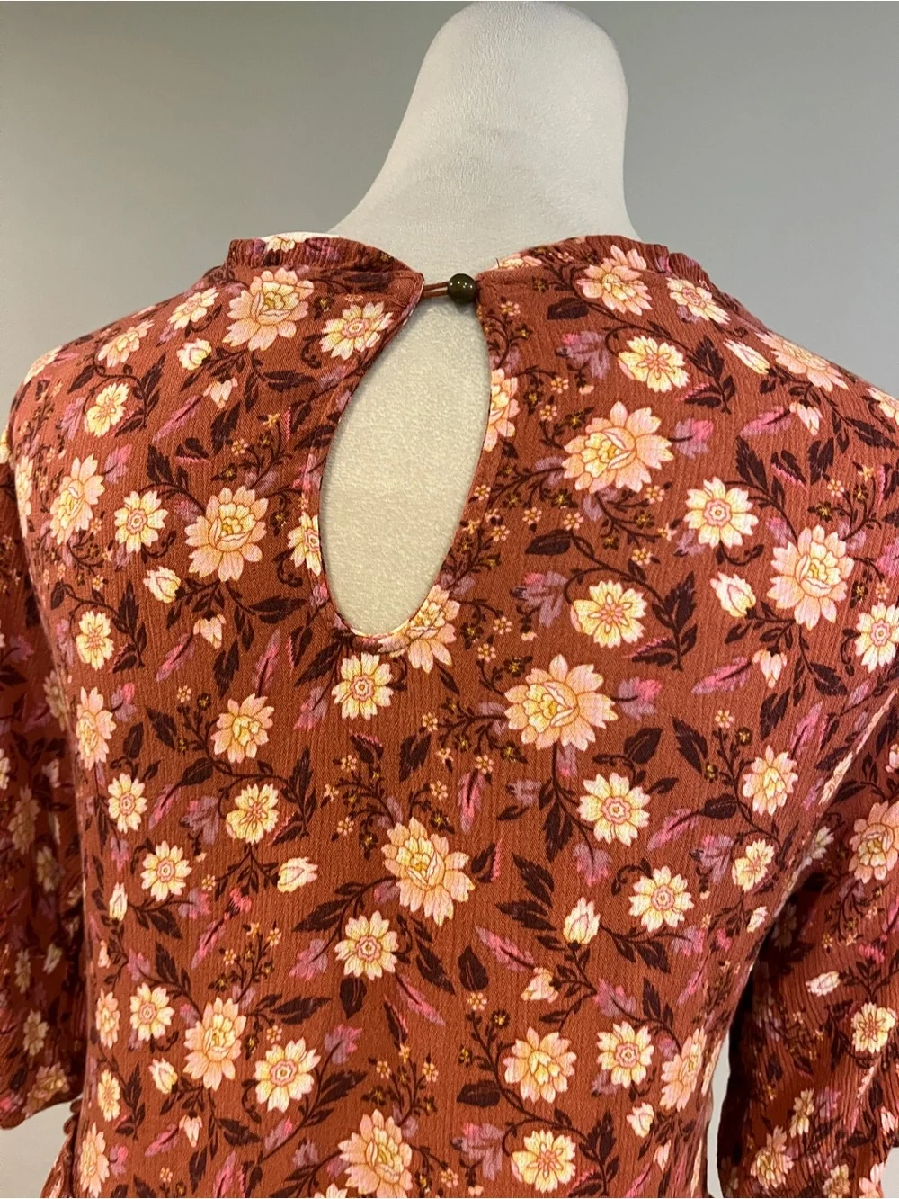 Knox Rose short sleeves Floral V-Neck‎ mini Dress size extra small
